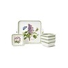 Portmeirion Botanic Garden 5-Piece Porcelain Accent Bowl Set, 8 Inch Handled Plate & 3.75 Inch Square Bowls - Assorted Floral Motifs , - 4 of 4