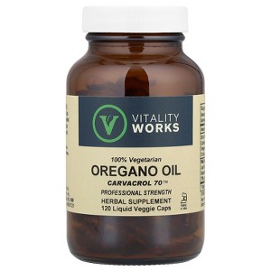 Vitality Works Oregano Oil, Carvacrol 70™, 510 mg, 120 Liquid Veggie Caps - 1 of 2