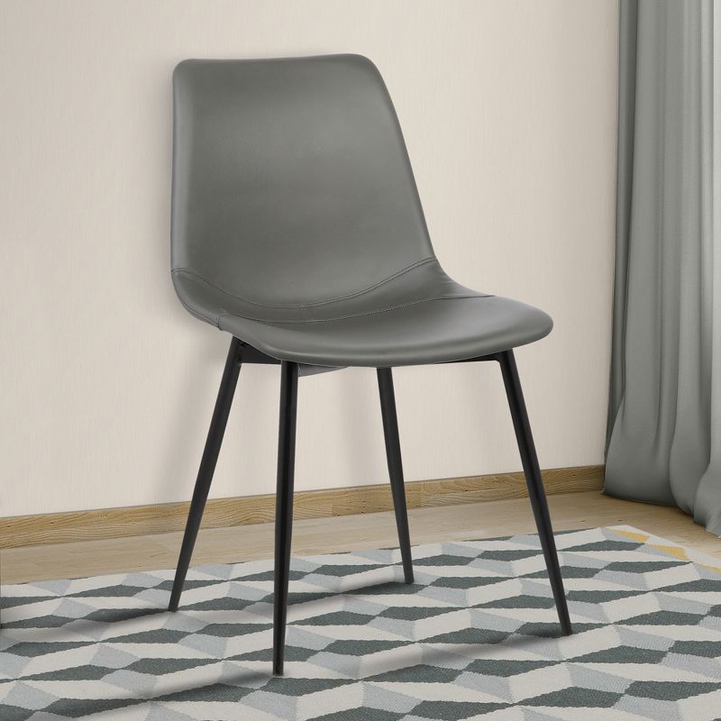 Monte Contemporary Dining Chair Faux Leather with Black Powder Coated Metal Legs - Armen Living, 3 of 9