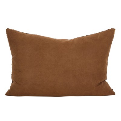 Bronze Metallic Sequin Feather Fill Rectangle Throw Pillow