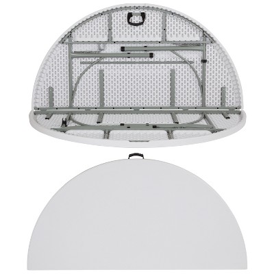 70.9" Round Gray Metal Folding Table with Powder Coated Legs