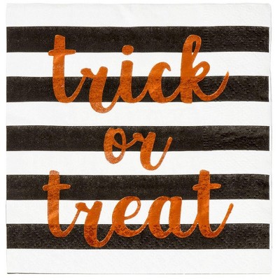 Blue Panda 50-Pack Halloween Trick or Treat Disposable Paper Napkins Party Supplies, Black & White