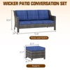 SUGOLD Hand Woven Wicker Patio Conversation Set with Blue Cushions - 2 of 4