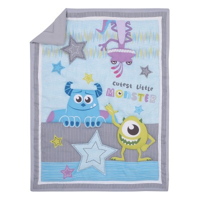 Gray and Turquoise Polyester Toddler Comforter Bedding Set