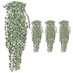 vidaXL Artificial Plant Set of 4 Variegated Green Plastic 35.4in - 1 of 3