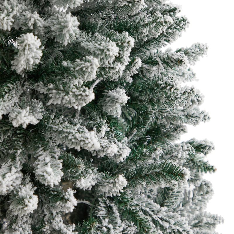 Nearly Natural 6&#39; Pre-lit Flocked Slim Montreal Fir Artificial Christmas Tree Warm White LED Lights, 6 of 12