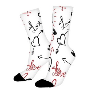 Love And Heart Patterns Women Printed Crew Socks Funny Funky Socks Soft Polyester Novelty Gifts for Artists Men - 1 of 1