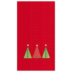 C&F Home 27" x 18" Three Christmas Trees Embroidered Cotton Waffle Weave Kitchen Dishtowel - 1 of 3