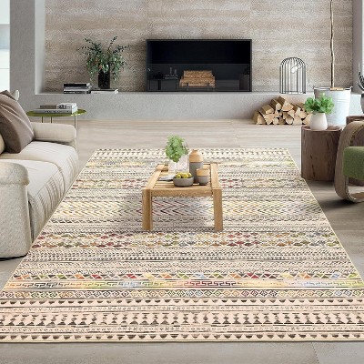 Rug Machine Washable,  Rug Non Slip Small Bedroom, Rug Low Pile Throw Rug, for Dining Room Living Room, Geometric Area Rug Entryway Rug
