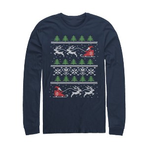 Men's Lost Gods Ugly Christmas Santa's Sled Long Sleeve Shirt - 1 of 3