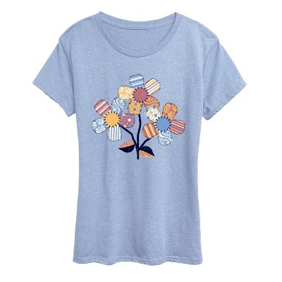 Women's - Instant Message - Patchwork Flowers Short Sleeve Graphic T-Shirt