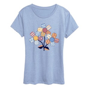 Women's - Instant Message - Patchwork Flowers Short Sleeve Graphic T-Shirt - 1 of 4