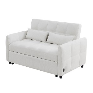 NicBex 52.8 Inch Tufted Loveseat Sofa Pull-out Sofa Bed with Adjustable Backrest,3 USB Ports and 2 Pillows for Living Room,Apartment - 1 of 4