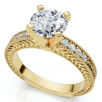 Pompeii3 Certified 1.60Ct Vintage Diamond Engagement Ring 14k Gold or Platinum Lab Created