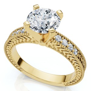 Pompeii3 Certified 1.60Ct Vintage Diamond Engagement Ring 14k Gold or Platinum Lab Created - 1 of 4