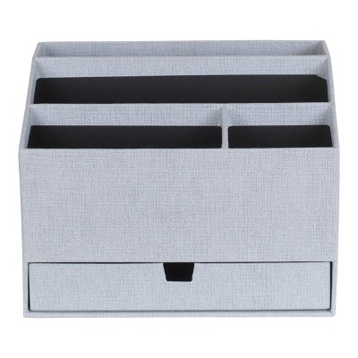 Greta Canvas Desktop Organizer with Supply Drawer Ash - Bigso Box of Sweden