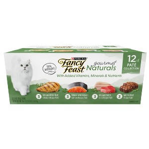 Purina Fancy Feast Gourmet Naturals Variety Pack Chicken, Salmon, Tuna & Beef Flavor Wet Cat Food Cans - 3oz/12ct - 1 of 4