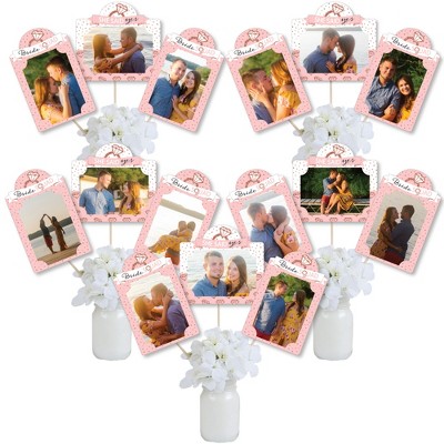 Big Dot of Happiness Bride Squad - Rose Gold Bridal Shower or Bachelorette Party Picture Centerpiece Sticks - Photo Table Toppers - 15 Pieces