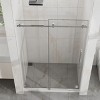 48"x72" Frameless Sliding Shower Door, 1/4"(6mm) Clear Tempered Glass with Easy-Clean Coating, Heavy-Duty 304 Stainless Steel, Chrome Finish - 2 of 4