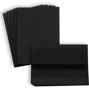Hamilco Black Colored Cardstock Thick paper - with Envelopes - Flat 5 x 7" Heavy Weight 80 lb -100 Pack - 1 of 4