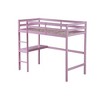 Dolonm Twin High Loft Bed, Rubber Wood Loft Bed with Safety Guardrail, built-in desk, ladder,Pink - 2 of 4