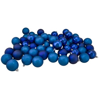 Northlight 60ct Royal Blue Shatterproof 4-Finish Christmas Ball Ornaments 2.5" (60mm)