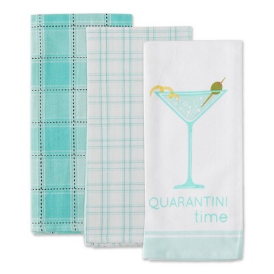 3pk Cotton Quarantini Time Dishtowel Set - Design Imports