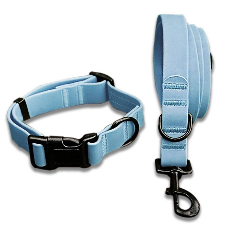 Besties Waterproof Dog Collar & Leash Set - Sky Blue - S - 2pk