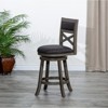 FONTOI 44" Swivel Upholstered Barstools with Back, French Bar Stools with Flared Leg for Living Room Kitchen, Gray, 24"*44"*24" - 4 of 4