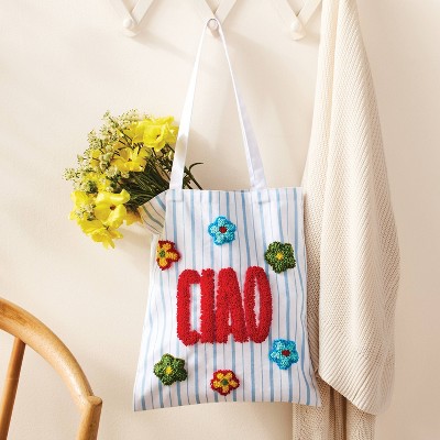 Mondo Llama - Brandclub - Ciao Striped Punch Needle Tote Bag
