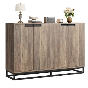 55" Buffet Storage Cabinet, Accent Sideboard Modern Credenza with 4 Doors and Shelves, Coffee Bar Table for Kitchen Dining Room, Living Room - 1 of 4