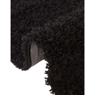 Jet Black Rectangular 4' x 6' Synthetic Shag Rug