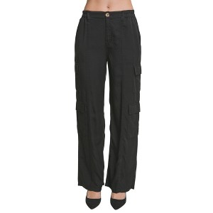 Slickblue Women's Full-Length Cargo Pants with Pockets - Tencel Fabric - Black or Light Olive - Size S-L - 1 of 4