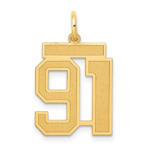 Black Bow Jewelry 14k Yellow Gold, Jersey Collection, Medium Number 91 Pendant - 1 of 4