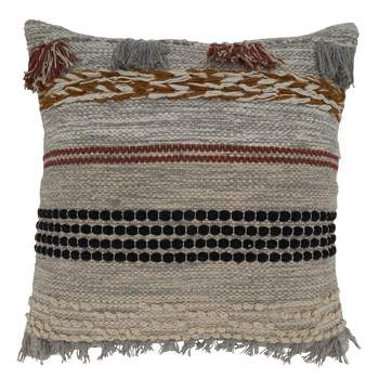 Saro Lifestyle Fringe Woven Pillow - Poly Filled, 20" Square, Multi