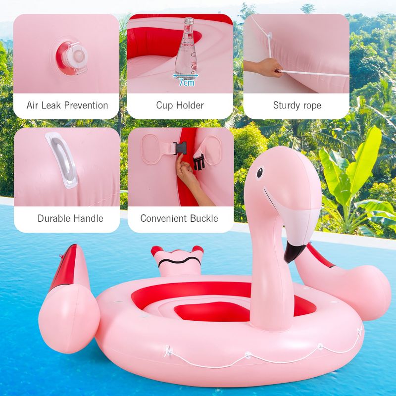 6 People Inflatable Flamingo Floating Island Ideal for Pool, Lake & River, 5 of 11