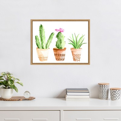 Patterned Succulent Pots Canvas Wall Art Print 24 x 18 Inches