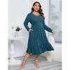 BLUEMING Womens Plus Size Ribbed Knit Sweater Dress Long Sleeve Square Neck Flowy Comfy Casual Dress - 3 of 4