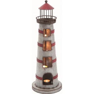 Transpac Metal 7 in. Multicolor Spring Lighthouse Tealight Holder - 1 of 2