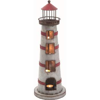 Transpac Metal 7 in. Multicolor Spring Lighthouse Tealight Holder