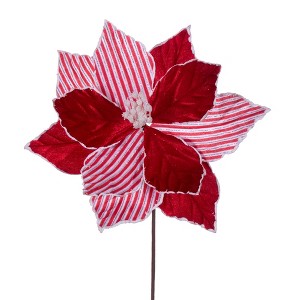 Vickerman 17" Glitter Poinsettia Stem - 1 of 2