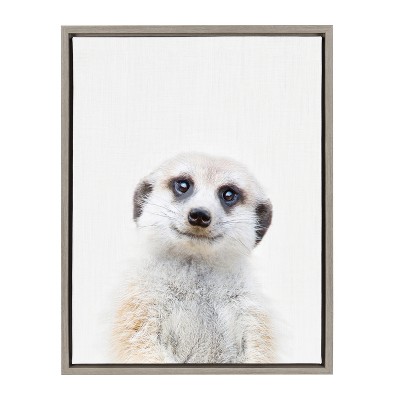 18" x 24" Sylvie Meerkat Framed Canvas by Amy Peterson Gray - Kate and Laurel