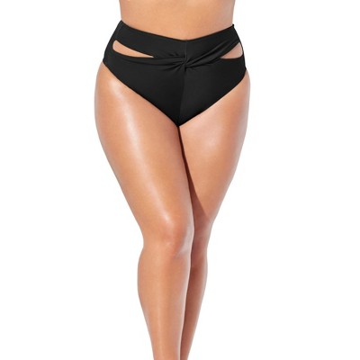 Swimsuits for All Women's Plus Size Loop Cut Out High Leg Bikini Brief
