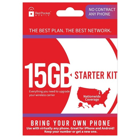 Red Pocket Sim Kit 1 Month Unlimited Talk Text And Data With 15gb Lte Target