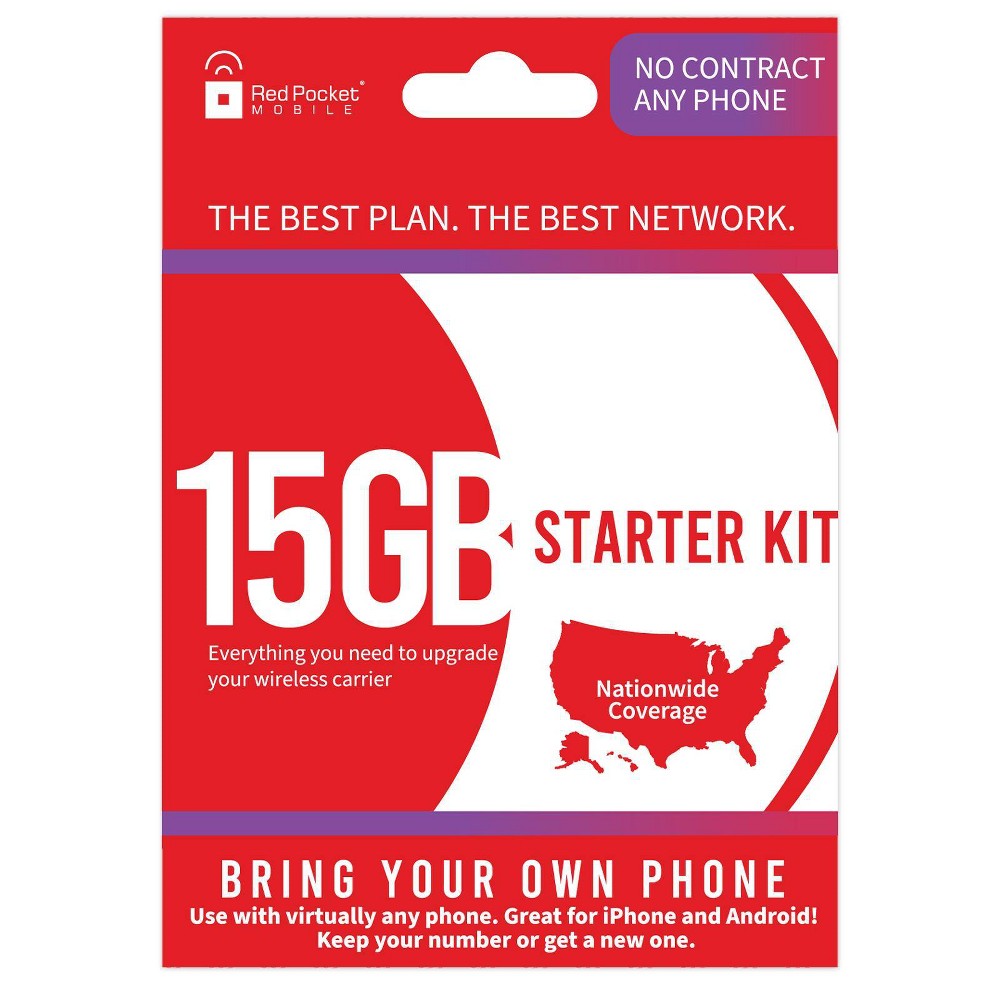 Photos - Other for Mobile RedPocket SIM Kit 1 Month Unlimited Talk Text and Data with  LTE(15GB)