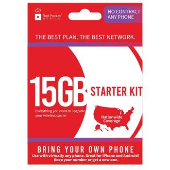 Red Pocket SIM Kit 1 Month Unlimited Talk Text and Data with (15GB) LTE