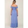 PinkBlush Blue Striped Off Shoulder Front Tie Maternity Maxi Dress - 3 of 4