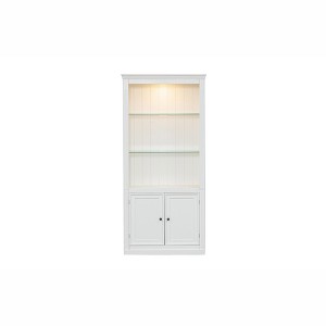 LED Display Cabinet Bookcase Bookshelf Storage Cabinet Accent Cabinet with  5 Colors Adjustable Light Adjustable Glass Shelves, White-ModernLuxe - 1 of 4