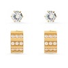 Steeltime Ladies 2pc set stainless steel and simulated diamond cross studs/huggie earrings. Color Options: Gold, Black - 2 of 4