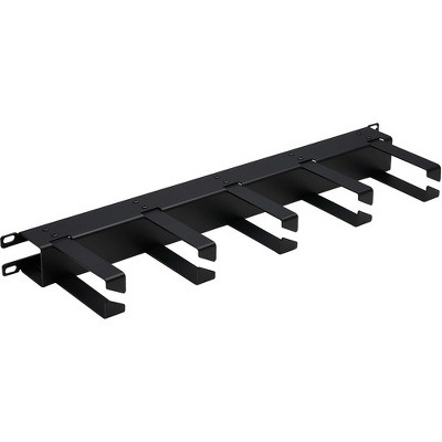 Tripp Lite Horizontal Cable Manager - Metal Rings, Black, 1U - Black - 1U Rack Height - Cold Rolled Steel, Metal